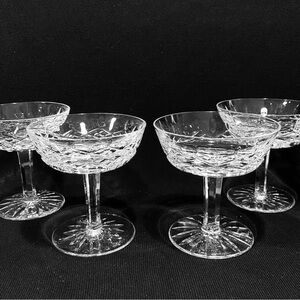 Vtg WATERFORD Lismore Set of 4 Champagne Coupe/Sherbet Crystal Glasses 4-1/8”